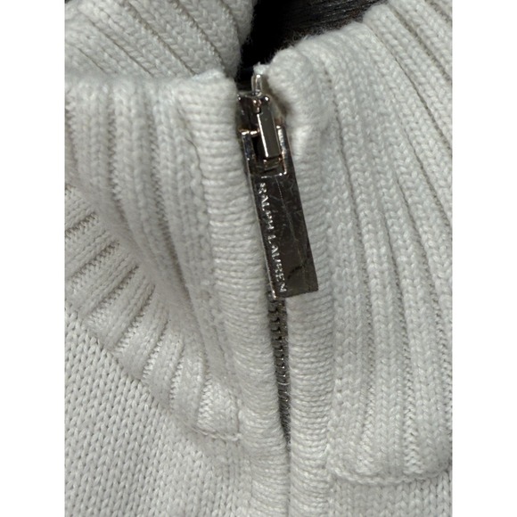 Polo Ralph Lauren Sweater Womens Small White‎ Full Zip Mock Neck Cable Knit Pony - Picture 8 of 12